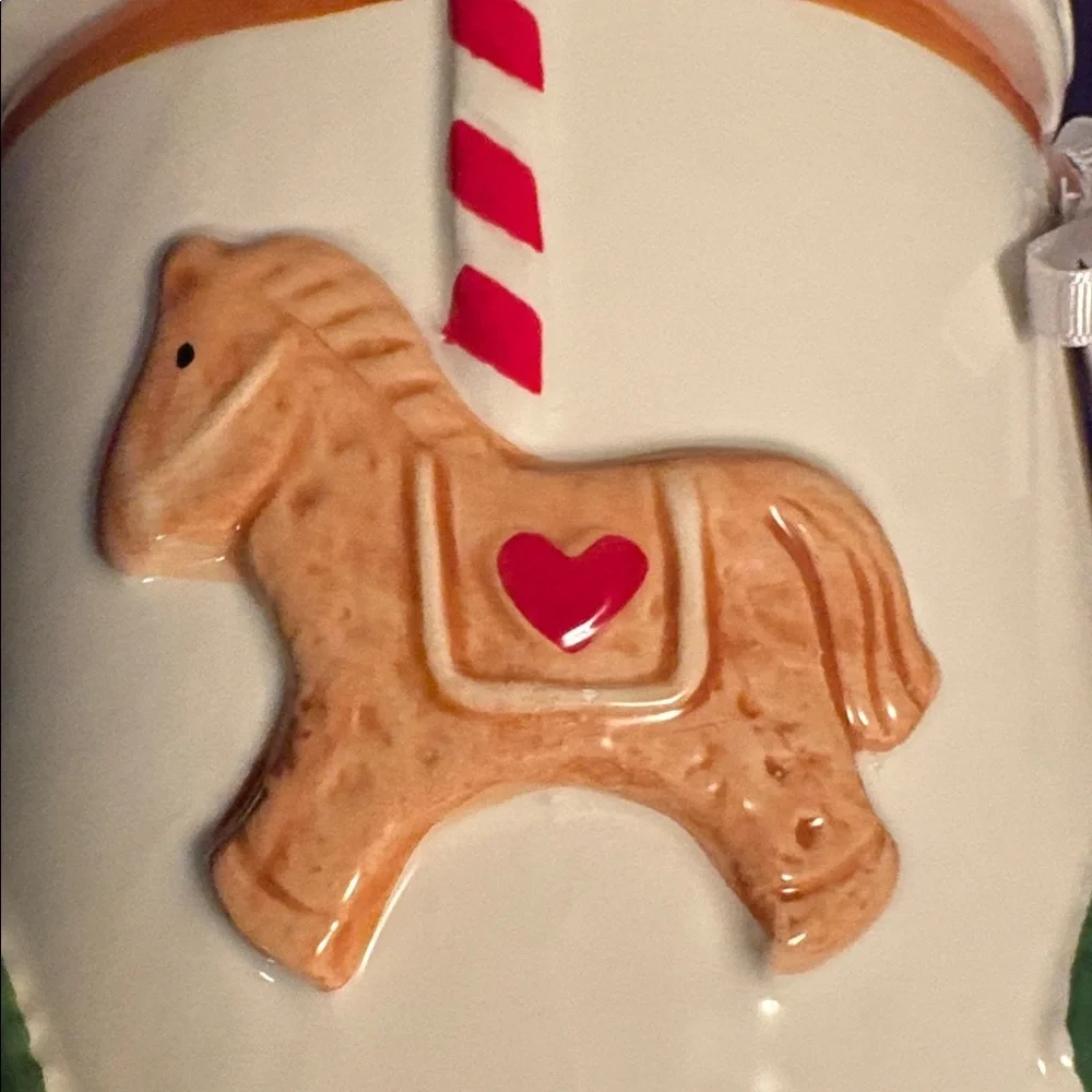 NWT-Colorful Carousel Horse Ceramic Jar